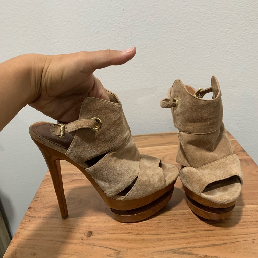 Jessica Simpson suede platforms.